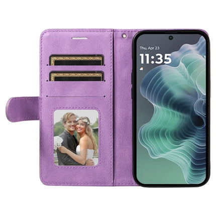 For Motorola Moto G35 5G Leather Case Wallet Stand Color Splicing Phone Cover