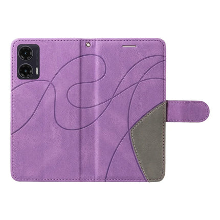 For Motorola Moto G35 5G Leather Case Wallet Stand Color Splicing Phone Cover