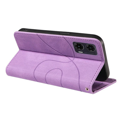 For Motorola Moto G35 5G Leather Case Wallet Stand Color Splicing Phone Cover
