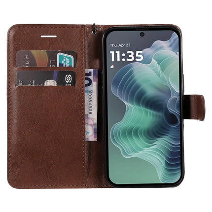 For Motorola Moto G35 5G Case Solid Color Leather Mobile Cover Wallet Stand with Strap