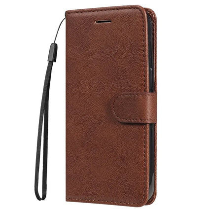 For Motorola Moto G35 5G Case Solid Color Leather Mobile Cover Wallet Stand with Strap