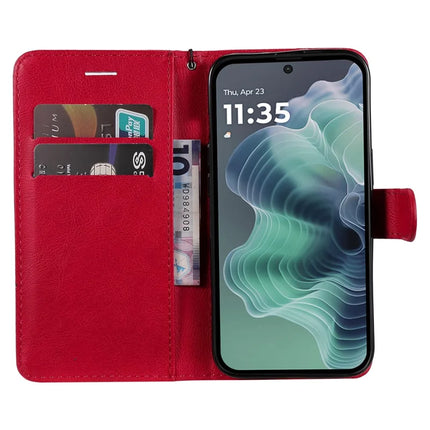 For Motorola Moto G35 5G Case Solid Color Leather Mobile Cover Wallet Stand with Strap