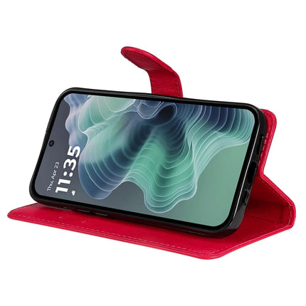 For Motorola Moto G35 5G Case Solid Color Leather Mobile Cover Wallet Stand with Strap