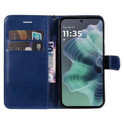 For Motorola Moto G35 5G Case Solid Color Leather Mobile Cover Wallet Stand with Strap