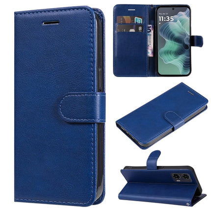 For Motorola Moto G35 5G Case Solid Color Leather Mobile Cover Wallet Stand with Strap