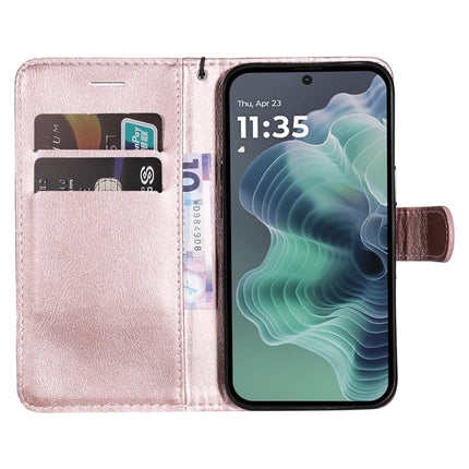 For Motorola Moto G35 5G Case Solid Color Leather Mobile Cover Wallet Stand with Strap
