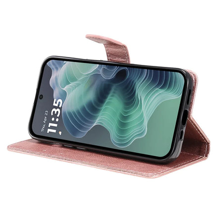 For Motorola Moto G35 5G Case Solid Color Leather Mobile Cover Wallet Stand with Strap