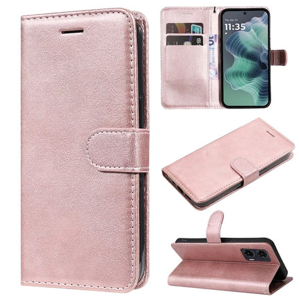 For Motorola Moto G35 5G Case Solid Color Leather Mobile Cover Wallet Stand with Strap