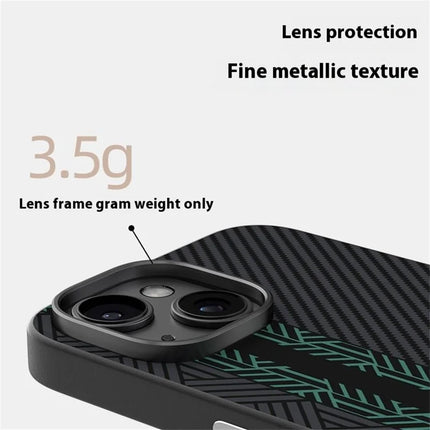 ABEEL For iPhone 14 Case PC + TPU + Aluminum Alloy + PU Leather Phone Cover Compatible with MagSafe