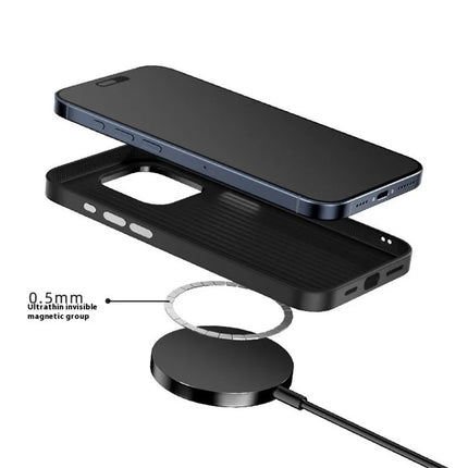 ABEEL For iPhone 13 Pro Case PC + TPU + Aluminum Alloy + PU Leather Phone Cover Compatible with MagSafe