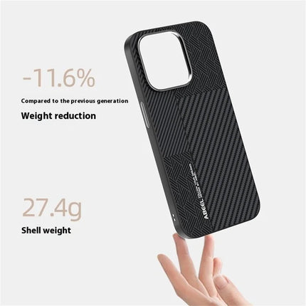 ABEEL For iPhone 13 Pro Case PC + TPU + Aluminum Alloy + PU Leather Phone Cover Compatible with MagSafe