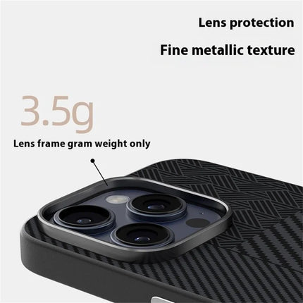 ABEEL For iPhone 13 Pro Case PC + TPU + Aluminum Alloy + PU Leather Phone Cover Compatible with MagSafe