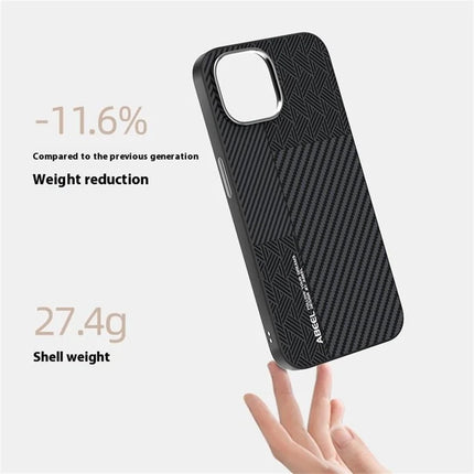 ABEEL For iPhone 13 Case PC + TPU + Aluminum Alloy + PU Leather Phone Cover Compatible with MagSafe