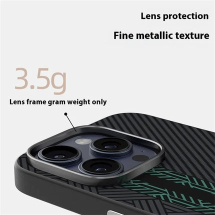 ABEEL For iPhone 13 Pro Max Case PC + TPU + Aluminum Alloy + PU Leather Phone Cover Compatible with MagSafe