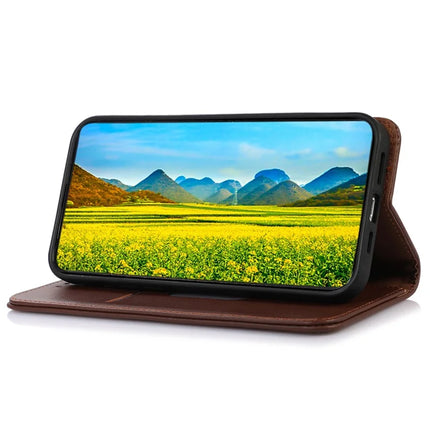 KHAZNEH For Motorola Moto G35 5G Case Genuine Cow Leather Wallet Phone Cover Nappa Texture