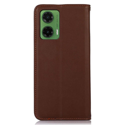 KHAZNEH For Motorola Moto G35 5G Case Genuine Cow Leather Wallet Phone Cover Nappa Texture