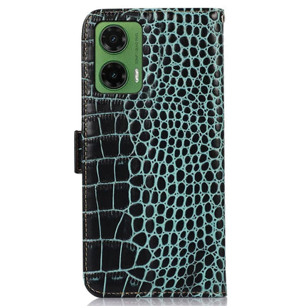 For Motorola Moto G35 5G Case Crocodile Texture Genuine Cow Leather Phone Wallet Cover