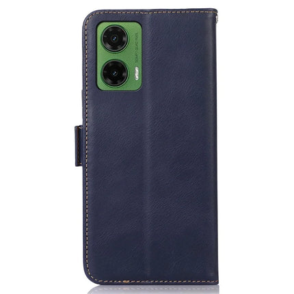 For Motorola Moto G35 5G Case RFID Blocking Genuine Cow Leather Wallet Phone Cover