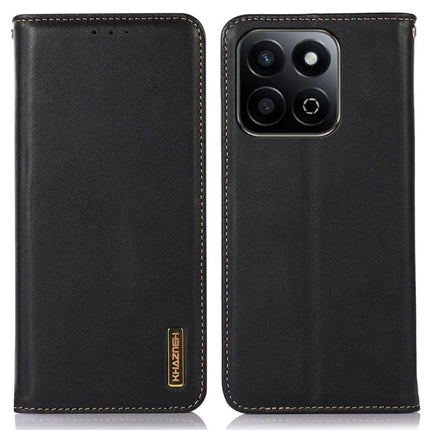 KHAZNEH For Honor X7c 4G / 200 Smart 5G / Play 60 Plus 5G Case Genuine Cow Leather Wallet Phone Cover Nappa Texture - Black