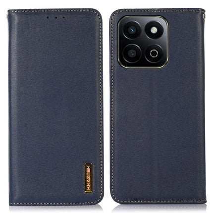 KHAZNEH For Honor X7c 4G / 200 Smart 5G / Play 60 Plus 5G Case Genuine Cow Leather Wallet Phone Cover Nappa Texture - Blue