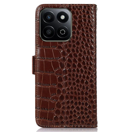 For Honor X7c 4G / 200 Smart 5G / Play 60 Plus 5G Case Crocodile Texture Genuine Cow Leather Phone Wallet Cover