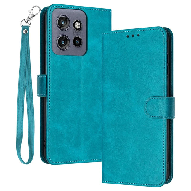 For Motorola Edge 50 Neo 5G / Moto S50 5G / Thinkphone 25 5G Case Flip Stand PU Leather Wallet Phone Cover Calf Texture - Green