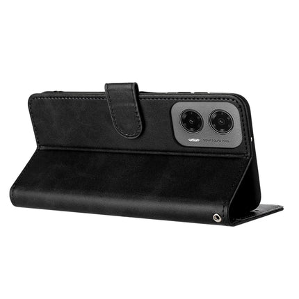 For Motorola Moto G35 5G Case Flip Stand PU Leather Wallet Phone Cover Calf Texture