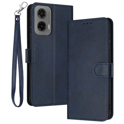 For Motorola Moto G35 5G Case Flip Stand PU Leather Wallet Phone Cover Calf Texture - Sapphire