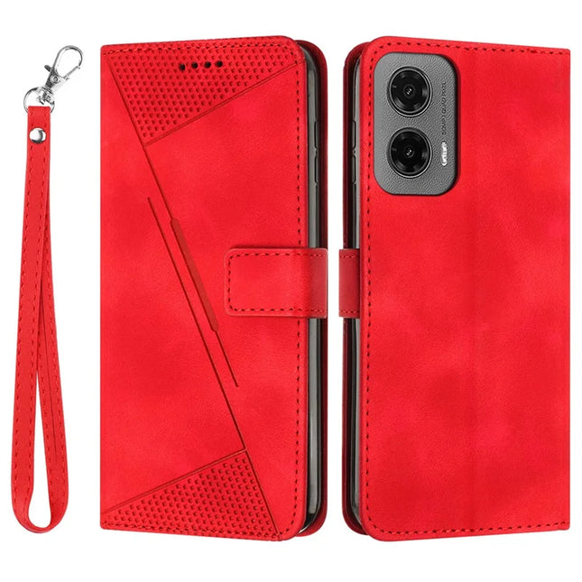 For Motorola Moto G35 5G Case Handbag Imprinted Triangle Leather Phone Cover - Red