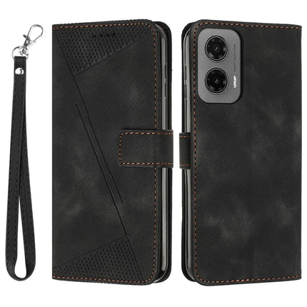 For Motorola Moto G35 5G Case Handbag Imprinted Triangle Leather Phone Cover - Black
