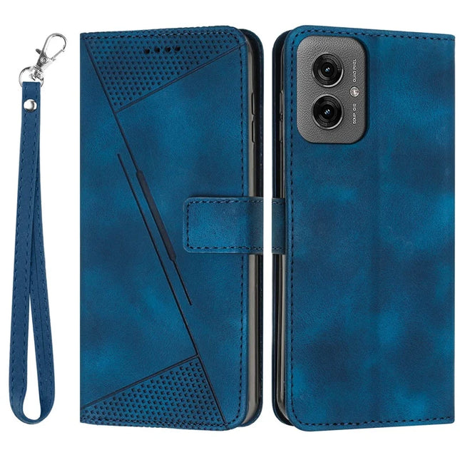 For Motorola Moto G55 5G Case Handbag Imprinted Triangle Leather Phone Cover - Sapphire