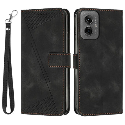 For Motorola Moto G55 5G Case Handbag Imprinted Triangle Leather Phone Cover - Black