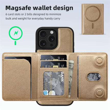 For iPhone 15 Pro Max Magnetic Case Leather Back Phone Cover with Detachable Card Bag