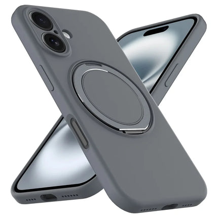 For iPhone 16 Plus Case Compatible with MagSafe Rotating Metal Kickstand PC + Silicone Phone Cover