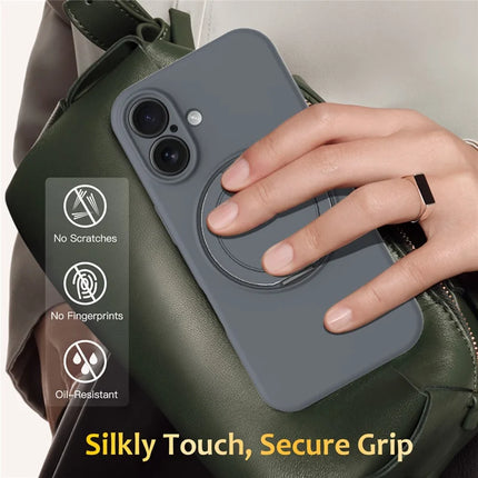 For iPhone 16 Plus Case Compatible with MagSafe Rotating Metal Kickstand PC + Silicone Phone Cover
