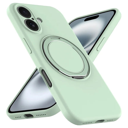 For iPhone 16 Plus Case Compatible with MagSafe Rotating Metal Kickstand PC + Silicone Phone Cover