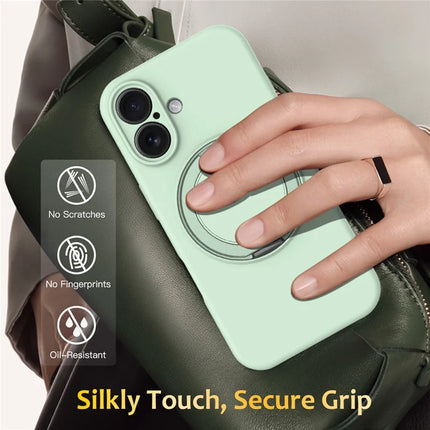For iPhone 16 Plus Case Compatible with MagSafe Rotating Metal Kickstand PC + Silicone Phone Cover