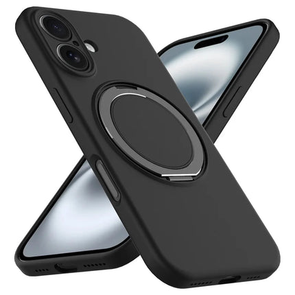 For iPhone 16 Plus Case Compatible with MagSafe Rotating Metal Kickstand PC + Silicone Phone Cover