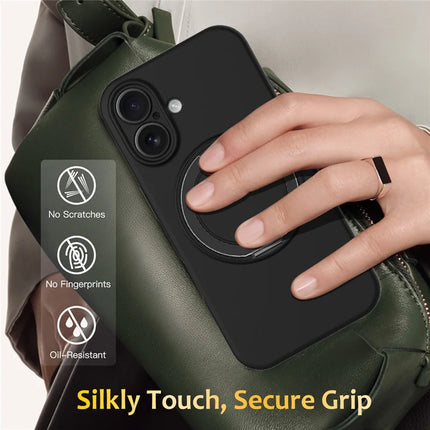 For iPhone 16 Plus Case Compatible with MagSafe Rotating Metal Kickstand PC + Silicone Phone Cover