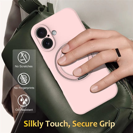 For iPhone 16 Plus Case Compatible with MagSafe Rotating Metal Kickstand PC + Silicone Phone Cover