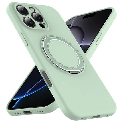 For iPhone 16 Pro Max Case Compatible with MagSafe Rotating Metal Kickstand PC + Silicone Phone Cover