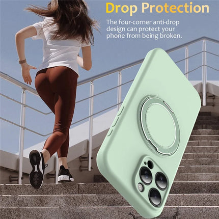 For iPhone 16 Pro Max Case Compatible with MagSafe Rotating Metal Kickstand PC + Silicone Phone Cover