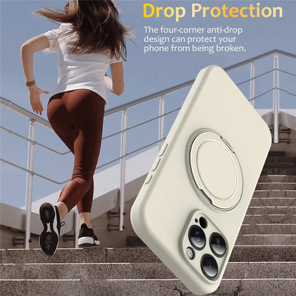 For iPhone 16 Pro Max Case Compatible with MagSafe Rotating Metal Kickstand PC + Silicone Phone Cover