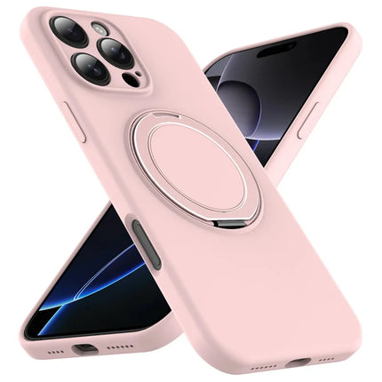 For iPhone 16 Pro Max Case Compatible with MagSafe Rotating Metal Kickstand PC + Silicone Phone Cover