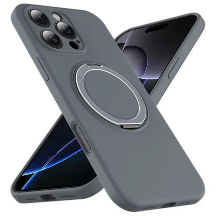 For iPhone 16 Pro Max Case Compatible with MagSafe Rotating Metal Kickstand PC + Silicone Phone Cover
