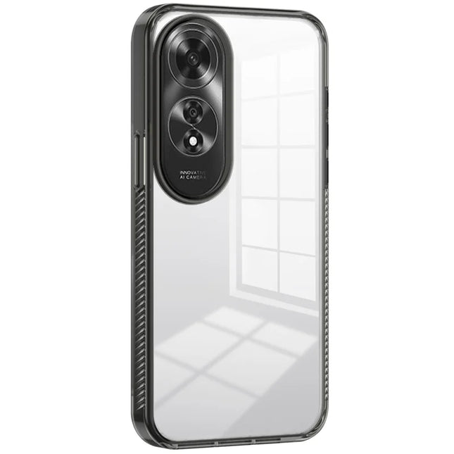 For Oppo A60 4G Clear Phone Case TPU+PC Anti-Slip Drop-Proof Back Cover - Black