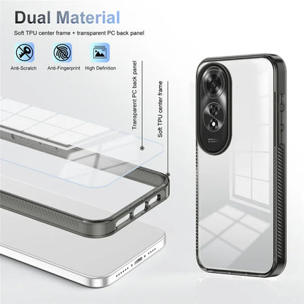 For Oppo A60 4G Clear Phone Case TPU+PC Anti-Slip Drop-Proof Back Cover