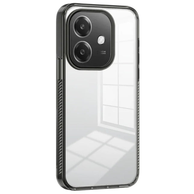 For Oppo A40 4G Clear Phone Case TPU+PC Anti-Slip Drop-Proof Back Cover - Black