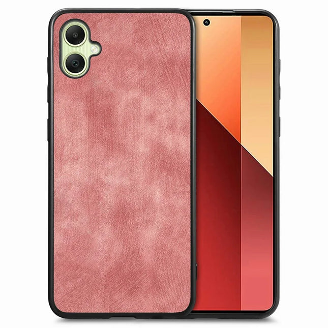 For Samsung Galaxy A06 Case Retro Leather + TPU Shockproof Protective Phone Cover - Pink