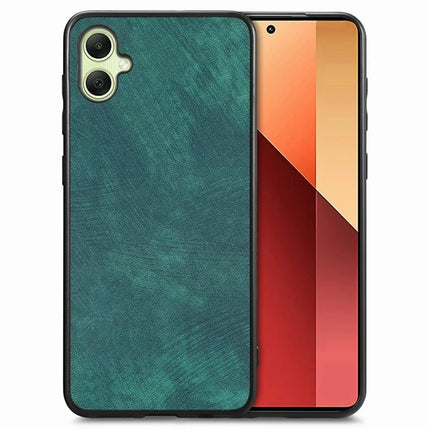 For Samsung Galaxy A06 Case Retro Leather + TPU Shockproof Protective Phone Cover - Green